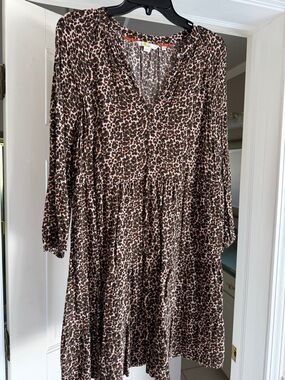 Boden Leopard Print Dress - Brown, Black & Peach